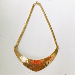 Vtg Minimal Gold Brass Choker Collar Necklace